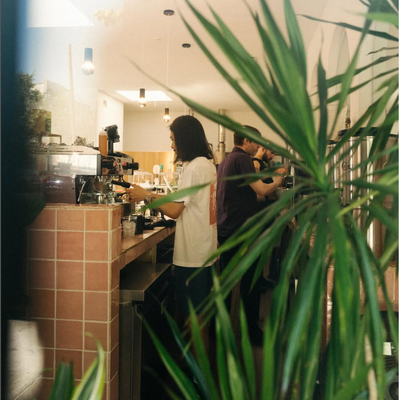 Loveless Cafe barista making iced coffee